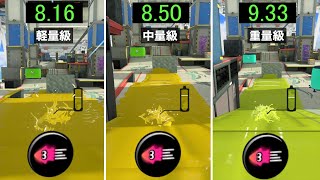 重量別のイカ速とイカダッシュ速度アップ3の比較検証【スプラトゥーン3】