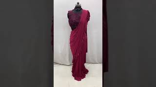 MEHROON COLOUR NEW RUFFLE SAREES