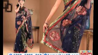 Homeshop18.com - Gorgeous Saree in Navy Blue by Aanya