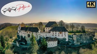 Lenzburg Medieval Castle / Schloss Lenzburg in 4k owned by Emperor Barbarossa Switzerland by drone