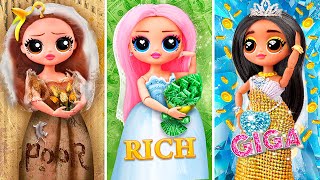 Broke, Rich and Giga Rich Dolls / 30 LOL and Barbie DIYs