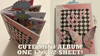 Cute Mini Album | One Sheet Wonder! | Using A 12x12 Paper! ✂️💕 Pockets | Tags