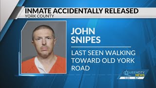 York County inmate at large after ‘erroneous’ release from detention center