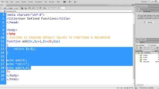 Lecture 13 : Optional Parameters & Recursion PHP