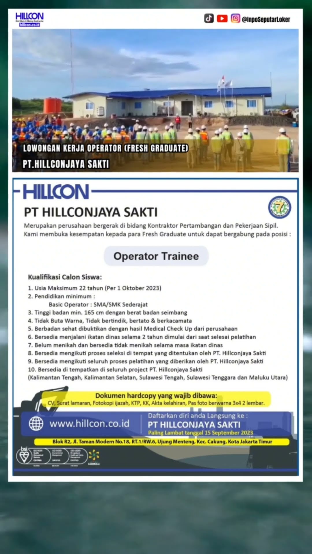 Operator Trainee (Lowongan Kerja Operator Alat Berat Untuk Fresh ...