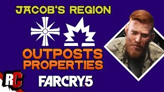 All CULT OUTPOSTS \u0026 PROPERTIES in Jacob's Region | Far Cry 5 (Map Locations Outposts + Wolf Beacons)