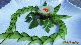 Lovely Carrot & Radish Flower with Cucumber Design – Popular Vegetable Carving Garnish