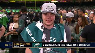 Cooper DeJean reacts to winning the Super Bowl on his 22nd birthday 🎂 | SC with SVP