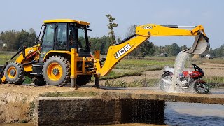 WOW ! it's Amazing ! JCB Fun - JCB Washing Pulsar Bike and Making Fun - JCB Machine Work and Fun