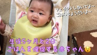 【生後5ヶ月と2日】ごはんを泣いて催促する赤ちゃん【りあっぴ 成長記録】