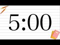 5 Minute Fun School Notebook Classroom Timer (No Music, Piano Alarm at End)