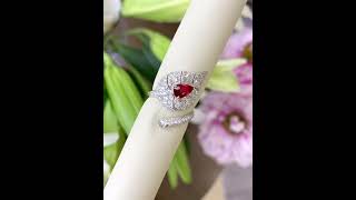 1.04CT PIGEON BLOOD 🩸 RUBY \u0026 DIAMOND \u0026 18K GOLD RING. A leaf with a piece of valuable ruby ~😍😍