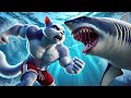 Daddy Fights Shark to Save a Kitten 🐈👊🐬 (animated) #ai #cat #catlover #story  #cutecat #cute