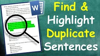 How to Find \u0026 Highlight Duplicate Sentences in MS Word at once