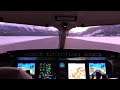 landing in samedan. winter wonderland with sunset view from the flightdeck