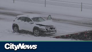 Winter conditions in Calgary lead to crashes on Stoney Trail and Highway 2