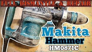Small Makita HM0871C hammer no longer kicks, full strip, clean, service and rebuild.