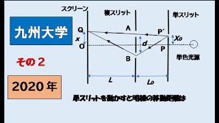 九州大学　2020年物理入試　波動　その2　複スリットによる光の干渉　　#高校物理　#大学入試問題解説