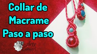 como hacer collar de macramé paso a paso|engarce de piedra para collar|DIY joyería en hilo