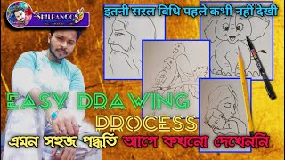 drawing for beginners | rabindranath tagore elephant bird maa and child drawing 🐘🦜🎨✏️ #drawing