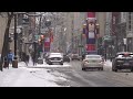 montreal snow walk mcgill university crescent st. giant mural st. catherine street quebec canada