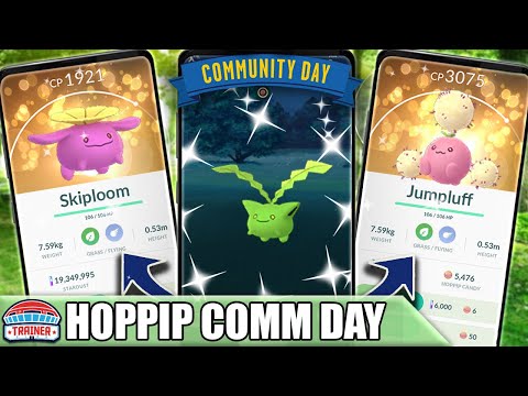 *SHINY HOPPIP* - FEBRUARY 2022 COMM DAY - 3x STARDUST - ACROBATICS on JUMPLUFF  POKÉMON GO