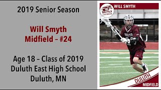 Will Smyth 2019 Duluth Wolfpack Lacrosse Highlights