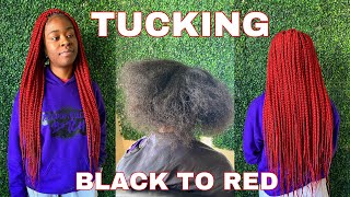 SLAYMAS DAY 8: TUCKING RED BOX BRAIDS | RED FOR CHRISTMAS 🎅🏾 | HAPPY SLAYMAS 🎄