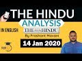 English 14 January 2020 - The Hindu Editorial News Paper Analysis [UPSC/SSC/IBPS] Current Affairs