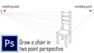 Draw a chair in two point perspective in Photoshop Tutorial