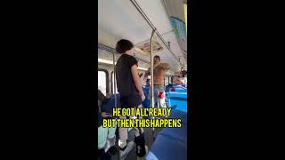 Woman saved from predator on bus!