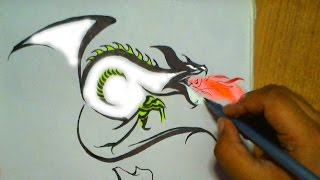 How to Draw a Dragon Tattoo Step by Step | 3D dragon Art Drawing #4