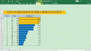 Excel中通过录制宏实现输入数据后自动排序显示，简单实用！