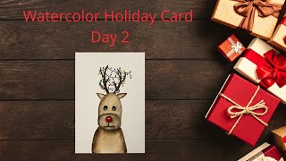 Watercolor Christmas Card series 2020 | how to paint a reindeer real time tutorial
