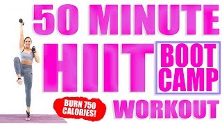 50 Minute HIIT Bootcamp Workout 🔥Burn 750 Calories! 🔥
