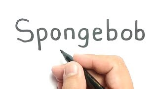VERY EASY !, How to turn words SPONGEBOB into cartoon for KIDS / how to draw Spongebob