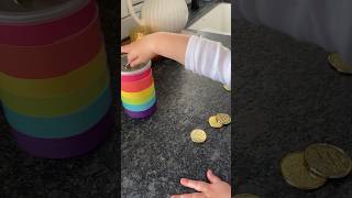 Rainbow Coin Drop Fun! | A Simple St. Patrick’s Day Fine Motor Activity for Toddlers 🍀