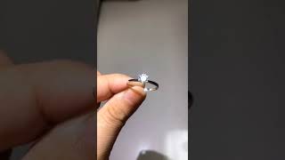 0.5 Carat Classic Moissanite Engagement Ring,Solid 18K White Gold Rings for Women