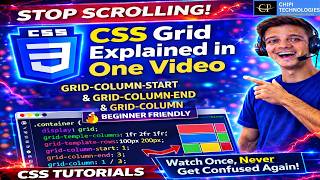 CSS Grid Columns Positioning | grid-column-start & grid-column-end Tutorial- 5 - ChiPi Technologies