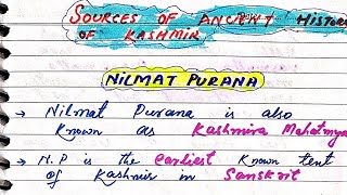 sources of ancient history of Kashmir|| nilmat purana \u0026 Raj tarangni 4th sem history #kashmirhistory