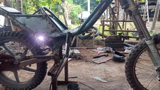 Perakitan rangka taksi dari awal hingga jadi.rangka motor Shogun 110