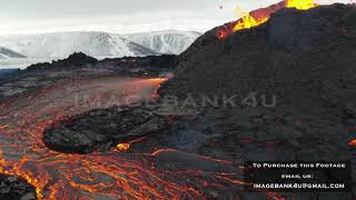 Flying Low close to Hot lava magma revealing Mount Fagradalsfjall, Iceland