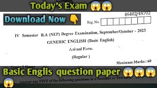 B.A 4th sem .Basic English animal exam question paper 2023-24 #education #english @AMEducation786