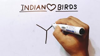 How To Draw Indian Love Birds From Letter Y | Indian Birds Drawing Step By Step | Parrot Drawing