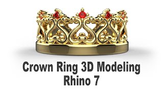 Crown Ring- Jewelry CAD Design Tutorial 3D Modeling with Rhino 3D#254