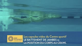 Le battement de jambes vs la position du corps au crawl