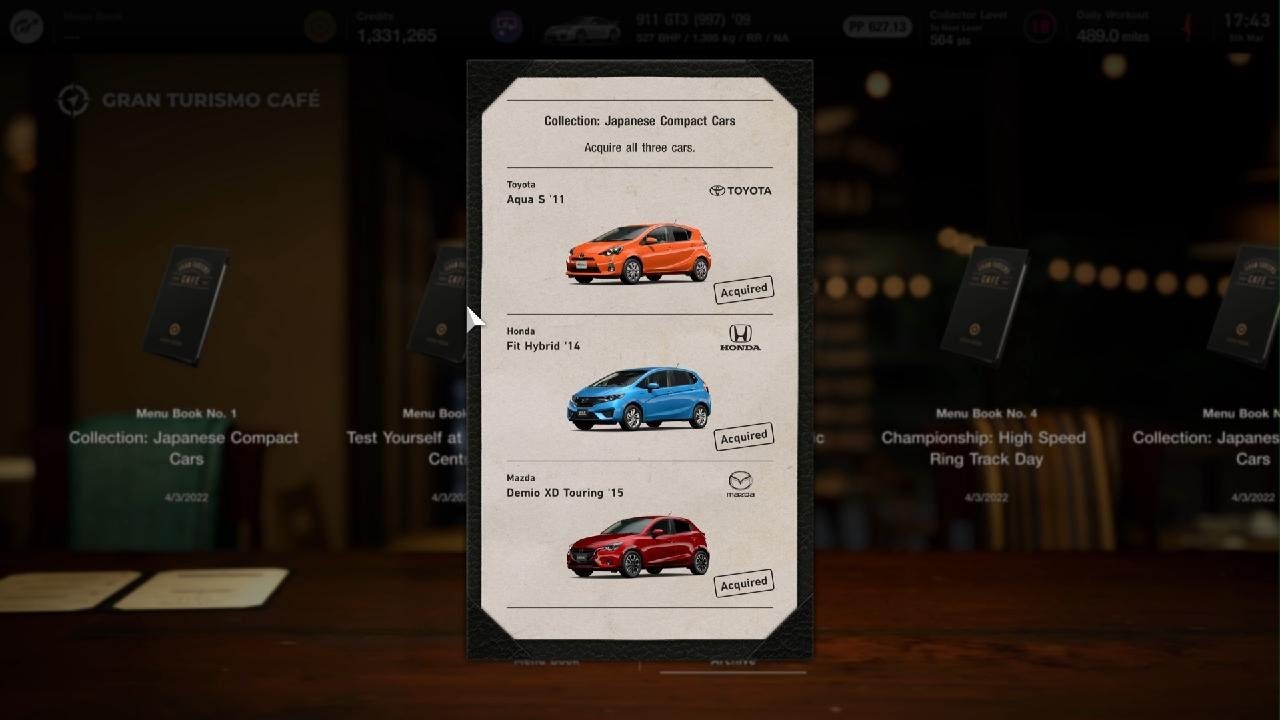 Gran Turismo 7 Menu Books Cafe List From 1 To 30 - YouTube