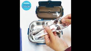 Freckles Lunch Box Stainless Steel - Kotak makan anak dan dewasa dengan sendok garpu