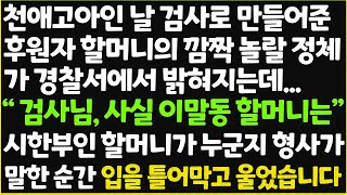 (신청사연) 천애고아인 날 검사로 만들어준 후원자 할머니의 깜짝 놀라 정체가 경찰서에 밝혀지는데.. ' 검사님, 사실 이말동 할머니는~ [신청사연][사이다썰][사연라디오].