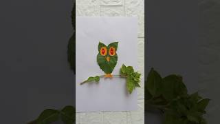 Owl || leaf art#easy#leafart#crafts